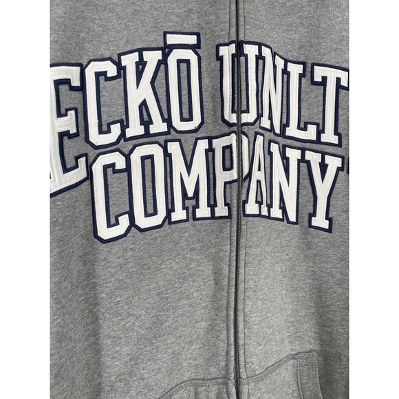 Vintage Ecko UNLTD Zip Up Hoodie Mens Gray Y2K Spell Out Grunge Skater 2X - Picture 12 of 16